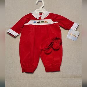 Vintage Middleton Red Train Smocked Corduroy Doll Outfit